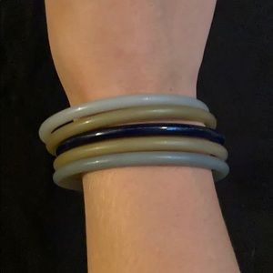 Grey, tan, & navy bangles